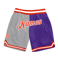 Load image into Gallery viewer, Custom Gray Orange-Purple Authentic Throwback Split Fashion Basketball Shorts