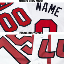Load image into Gallery viewer, Custom White Red-Navy Baseball Jersey