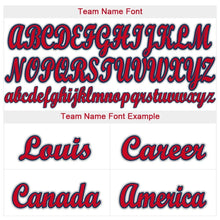 Load image into Gallery viewer, Custom White Red-Navy Baseball Jersey