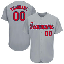 Load image into Gallery viewer, Custom Gray Red-Navy Baseball Jersey