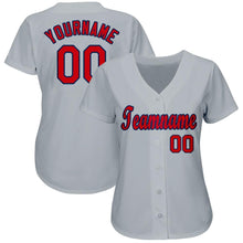 Load image into Gallery viewer, Custom Gray Red-Navy Baseball Jersey