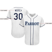 Load image into Gallery viewer, Custom White Navy-Powder Blue Baseball Jersey