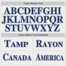 Load image into Gallery viewer, Custom White Navy-Powder Blue Baseball Jersey