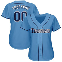 Load image into Gallery viewer, Custom Powder Blue Navy-White Baseball Jersey