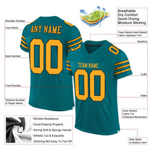 Load image into Gallery viewer, Custom Teal Gold-Black Mesh Authentic Football Jersey - Fcustom