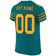 Load image into Gallery viewer, Custom Teal Gold-Black Mesh Authentic Football Jersey - Fcustom