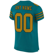 Load image into Gallery viewer, Custom Teal Old Gold-Black Mesh Authentic Football Jersey - Fcustom