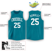 Load image into Gallery viewer, Custom Teal White Round Neck Basketball Jersey - Fcustom