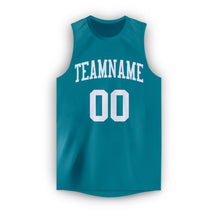 Load image into Gallery viewer, Custom Teal White Round Neck Basketball Jersey - Fcustom