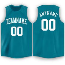 Load image into Gallery viewer, Custom Teal White Round Neck Basketball Jersey - Fcustom