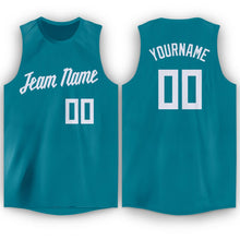 Load image into Gallery viewer, Custom Teal White Round Neck Basketball Jersey - Fcustom