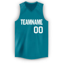 Load image into Gallery viewer, Custom Teal White V-Neck Basketball Jersey - Fcustom