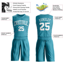 Load image into Gallery viewer, Custom Teal White Round Neck Suit Basketball Jersey - Fcustom