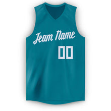 Load image into Gallery viewer, Custom Teal White V-Neck Basketball Jersey - Fcustom