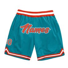 Load image into Gallery viewer, Custom Teal Orange-White Authentic Throwback Basketball Shorts