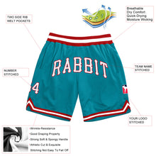 Load image into Gallery viewer, Custom Teal White-Red Authentic Throwback Basketball Shorts