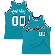 Load image into Gallery viewer, Custom Teal White-Black Authentic Throwback Basketball Jersey