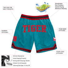 Load image into Gallery viewer, Custom Teal Red-Black Authentic Throwback Basketball Shorts