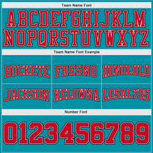 Load image into Gallery viewer, Custom Teal Red-Black Authentic Throwback Basketball Shorts