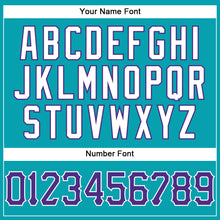 Load image into Gallery viewer, Custom Teal White Pinstripe Purple-White Authentic Basketball Jersey