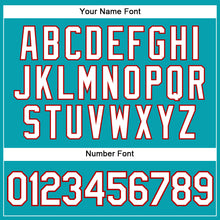 Load image into Gallery viewer, Custom Teal White Pinstripe White-Red Authentic Basketball Jersey