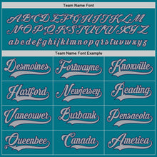 Load image into Gallery viewer, Custom Teal Gray-Navy Hockey Jersey