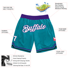 Load image into Gallery viewer, Custom Teal White-Purple Authentic Throwback Basketball Shorts