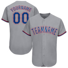 Load image into Gallery viewer, Custom Gray Royal-Red Baseball Jersey