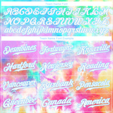 Load image into Gallery viewer, Custom Tie Dye White-Light Blue 3D Rainbow Authentic Baseball Jersey