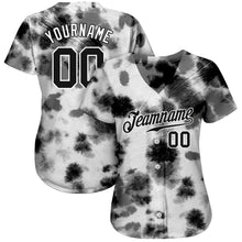 Load image into Gallery viewer, Custom Tie Dye Black-White 3D Steel Authentic Baseball Jersey