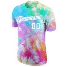 Load image into Gallery viewer, Custom Tie Dye White-Light Blue 3D Performance T-Shirt