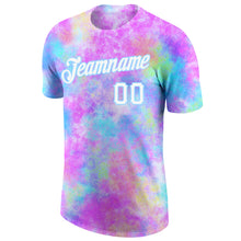 Load image into Gallery viewer, Custom Tie Dye Watercolor Gradient White-Light Blue 3D Performance T-Shirt