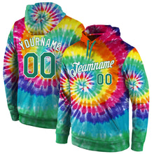 Load image into Gallery viewer, Custom Stitched Tie Dye Kelly Green-White 3D Pattern Design Sports Pullover Sweatshirt Hoodie