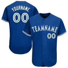 Load image into Gallery viewer, Custom Royal White Baseball Jersey