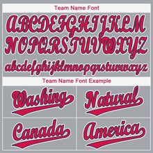 Load image into Gallery viewer, Custom Gray Red-Navy Baseball Jersey