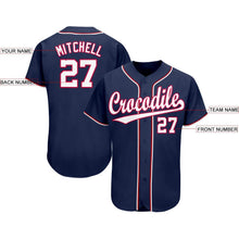 Load image into Gallery viewer, Custom Navy White-Red Baseball Jersey