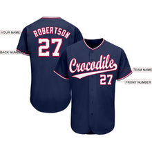 Load image into Gallery viewer, Custom Navy White-Red Baseball Jersey