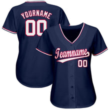 Load image into Gallery viewer, Custom Navy White-Red Baseball Jersey