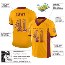 Load image into Gallery viewer, Custom Gold Burgundy-White Drift Fashion Football Jersey