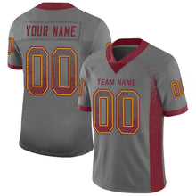 Load image into Gallery viewer, Custom Gray Burgundy-Gold Drift Fashion Football Jersey