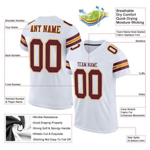 Load image into Gallery viewer, Custom White Burgundy-Gold Mesh Authentic Football Jersey