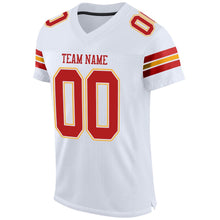 Load image into Gallery viewer, Custom White Scarlet-Gold Mesh Authentic Football Jersey