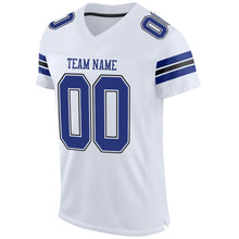 Load image into Gallery viewer, Custom White Royal-Black Mesh Authentic Football Jersey