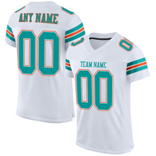 Load image into Gallery viewer, Custom White Aqua-Orange Mesh Authentic Football Jersey