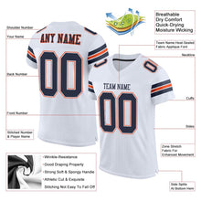 Load image into Gallery viewer, Custom White Navy-Orange Mesh Authentic Football Jersey