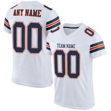 Load image into Gallery viewer, Custom White Navy-Orange Mesh Authentic Football Jersey