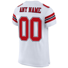 Load image into Gallery viewer, Custom White Red-Navy Mesh Authentic Football Jersey