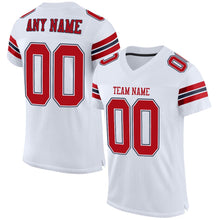 Load image into Gallery viewer, Custom White Red-Navy Mesh Authentic Football Jersey
