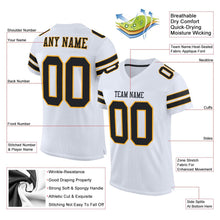 Load image into Gallery viewer, Custom White Black-Gold Mesh Authentic Football Jersey