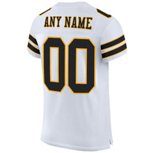 Load image into Gallery viewer, Custom White Black-Gold Mesh Authentic Football Jersey